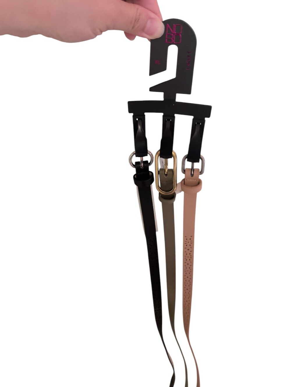 New No Boundaries 3 Belts Set Green Black Beige